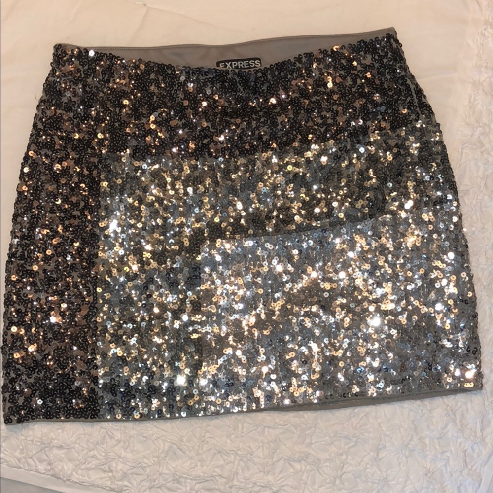Silver sequin mini skirt